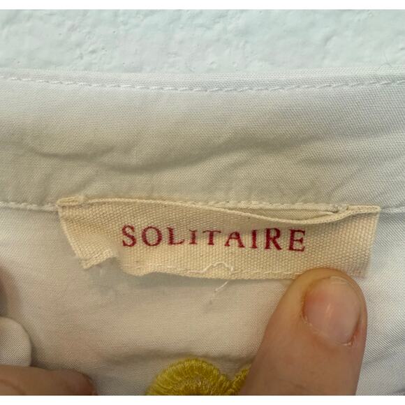 Solitaire‎ White Pink Yellow Floral Embroidered Blouse Medium - Picture 3 of 8